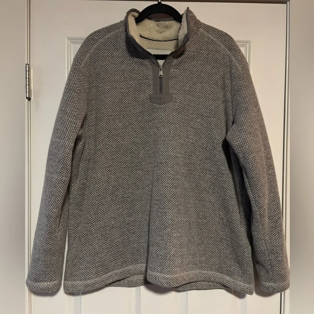 Orvis Sherpa Lined Gray Quarter-Zip Sweater, size XL - Picture 2 of 11